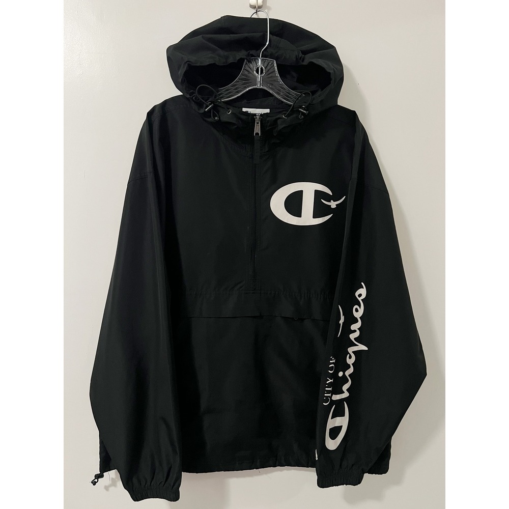 Champion Mens Anorak Windbreaker Jacket‎ Black City of Chiques XL
